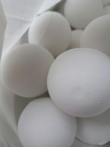 Close-up of ceramic grinding balls