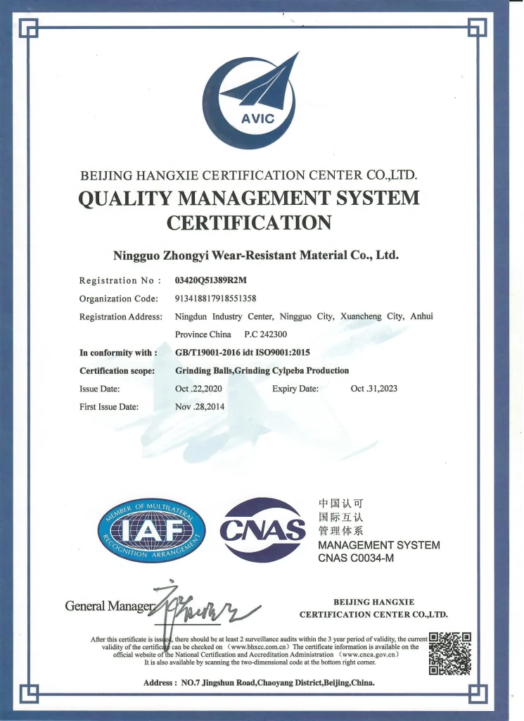 Historical ISO 9001 certificate valid from 2020 to 2023