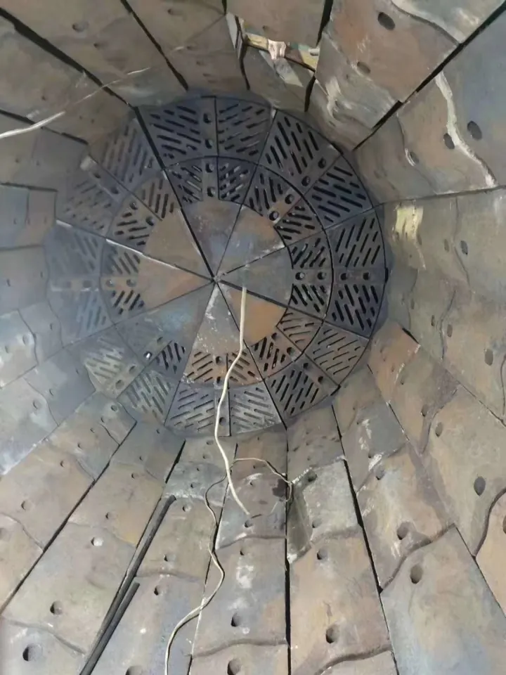 Installed mill liners inside grinding equipment