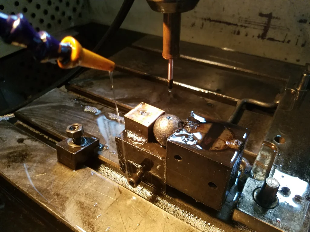 Product sample mounted in laboratory testing equipment