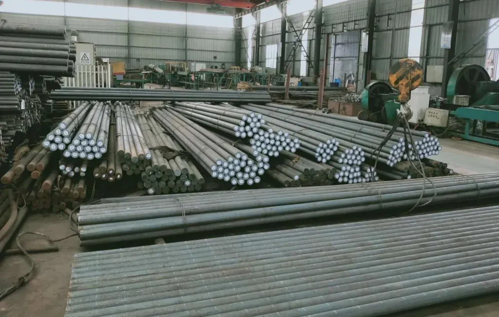 Steel grinding rods arranged for product inspection